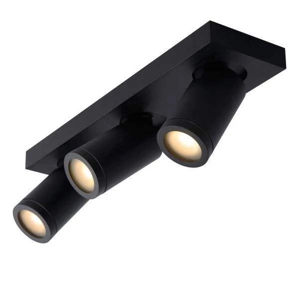 Lucide TAYLOR - Spot plafond Salle de bains - LED Dim to warm - GU10 - 3x5W 2200K/3000K - IP44 - Noir - DETAIL 3